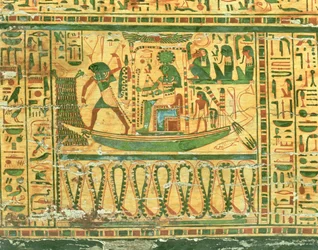 Solguden Res rejse, detalje fra Nespawershefyts indre kiste, egyptisk, Tredje mellemtid, 990-969 f.Kr.